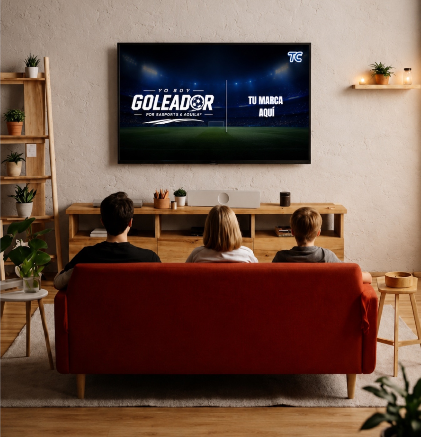 Claqueta de marca en pantalla durante el programa